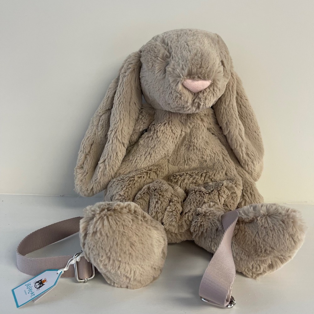 Jellycat Bashful Beige Bunny Backpack Plush Stuffed Animal Bag NEW With Tags